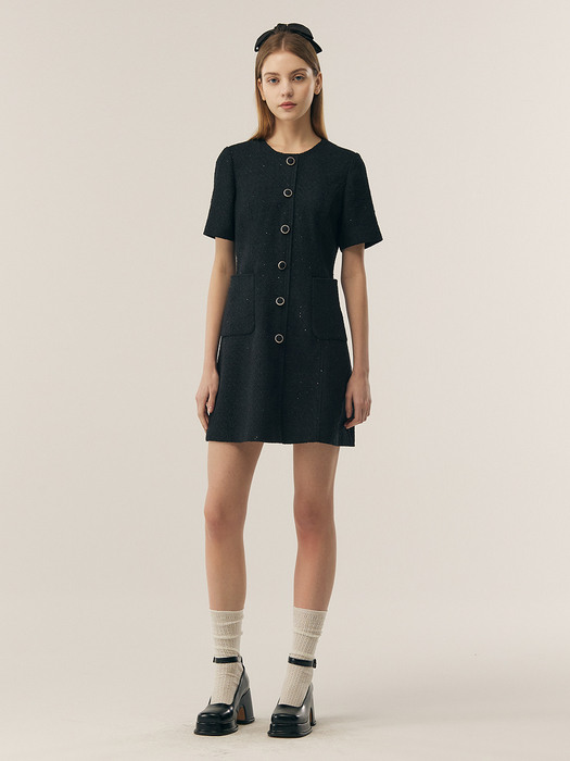 [리퍼브][TWEED] Spangle Tweed Mini Dress