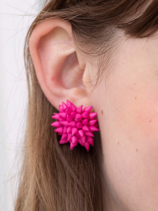 poping flower earrings (DEEP PINK)
