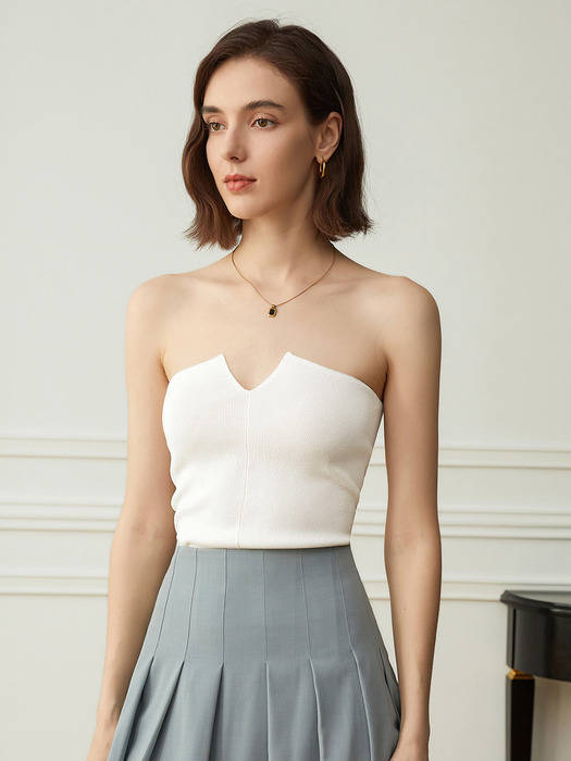 YY_French simple v-line tube top