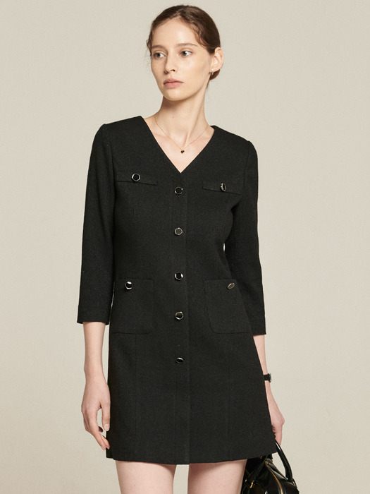 [단독]Cora Tweed Dress_Black