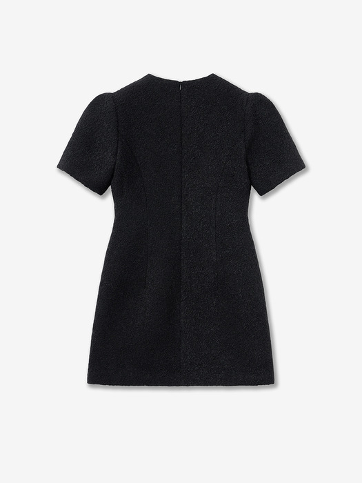 puff tweed mini dress_black