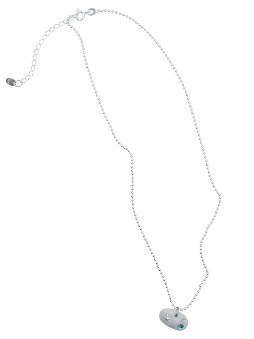 blue stone silver necklace-white