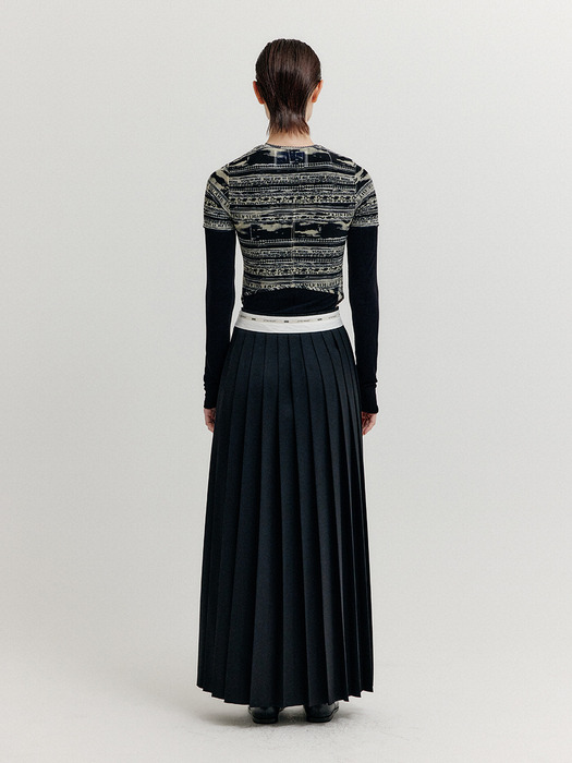 XOVEL Pleated Maxi Skirt - Black