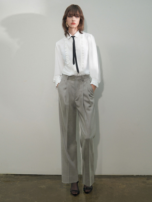 Pleated Wide-Leg Cashmere Trousers[Grey(UNISEX)]_UTH-FP62