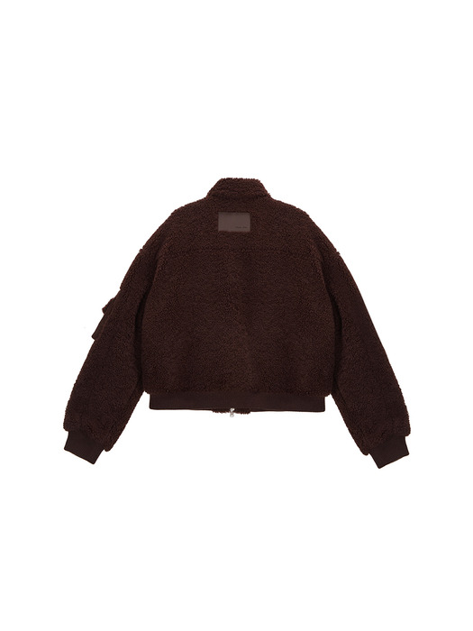 KNIT MIXED TEDDY CROP JUMPER IN DARK BROWN