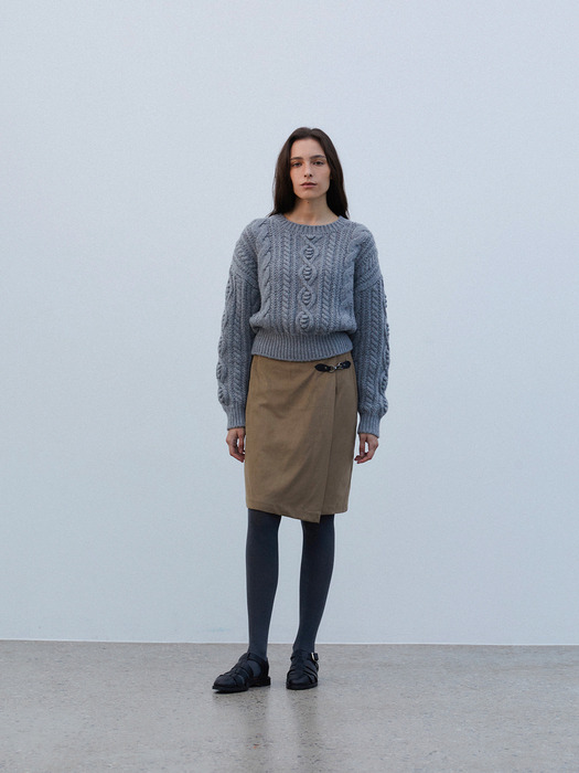 Cable Knit Sweater - Grey