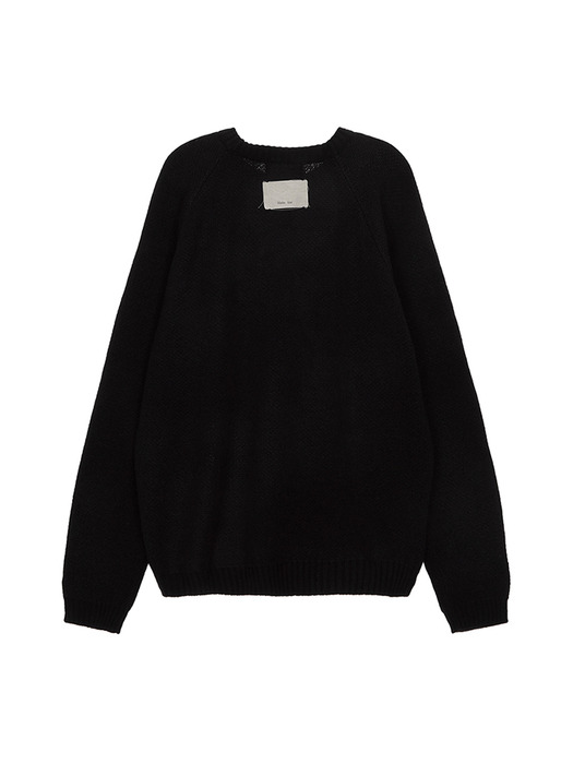 FLOWER JACQUARD KNIT PULLOVER IN BLACK