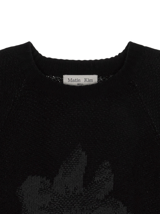 FLOWER JACQUARD KNIT PULLOVER IN BLACK