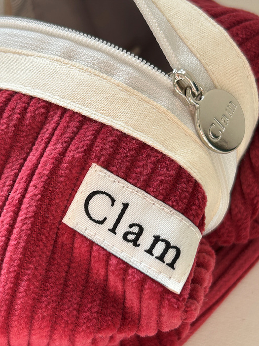 Clam round pouch _ Corduroy red