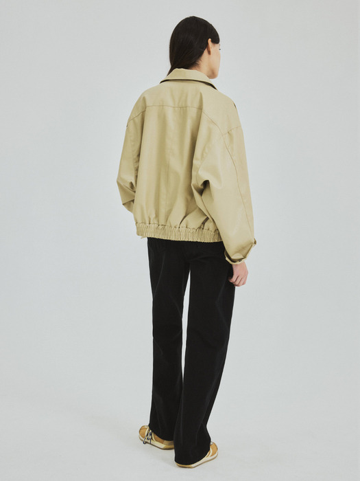 [단독] W/Vegan Leather Blouson Jacket-Beige