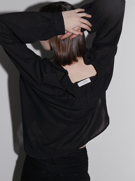 Frill cotton blouse(Black)