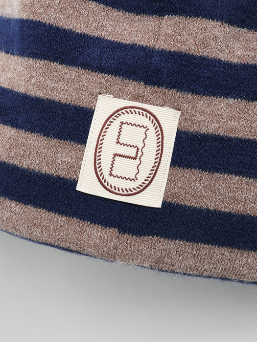 Striped knit beanie / Blue