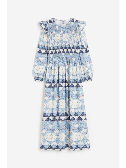 스모킹 디테일 드레스 라이트 블루/패턴 1227614001