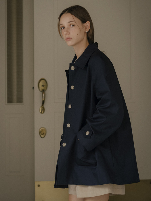 Hanover raglan half trench coat_Dark navy