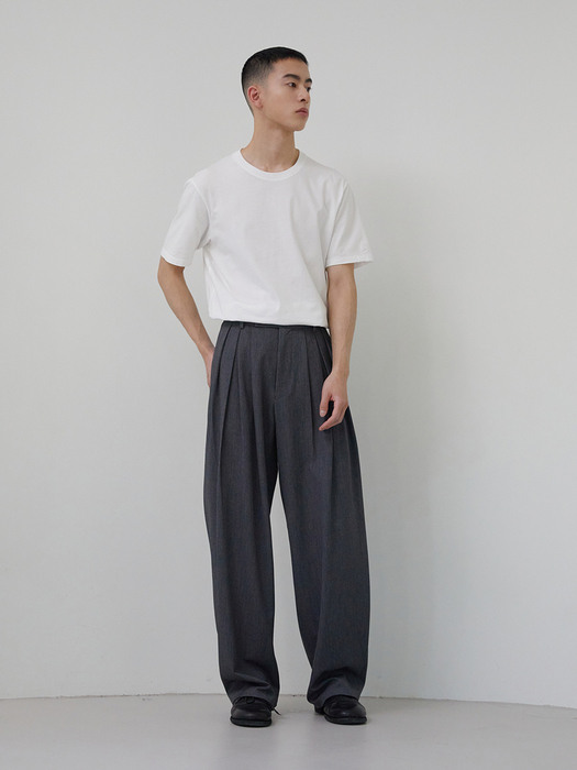 MAD PLEATS WIDE TROUSERS (CHARCOAL)