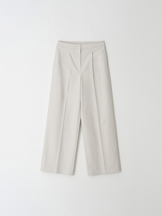 COTTON BLEND ONE TUCK WIDE PANTS