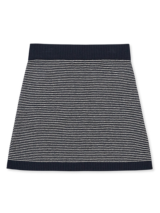 [24SS clove] Fluffy Boucle Stripe Skirt (Navy)