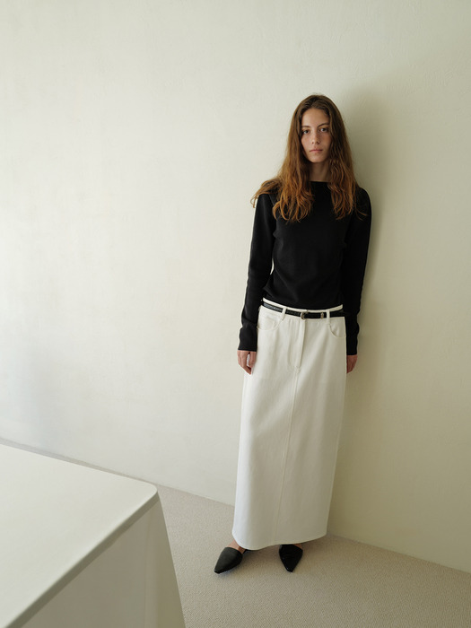 CLAIRE STRAIGHT TWILL SKIRT [WHITE]