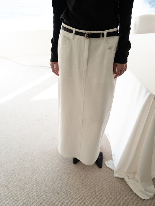 CLAIRE STRAIGHT TWILL SKIRT [WHITE]