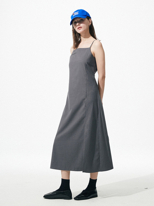 Slit Long Dress [Grey]
