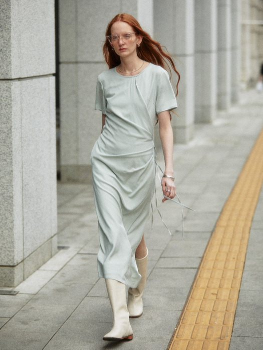 VICTORIA Draped Layered Wrap Detail Dress_Mint