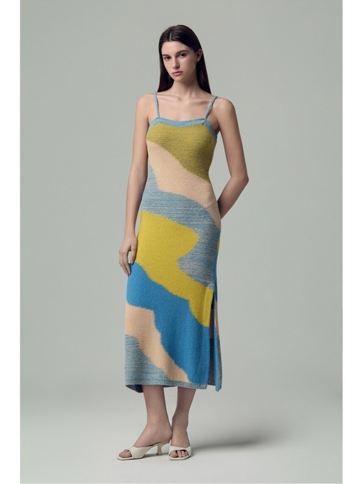 (PW2E3KOP2100LB) 컬러 믹스 니트 드레스