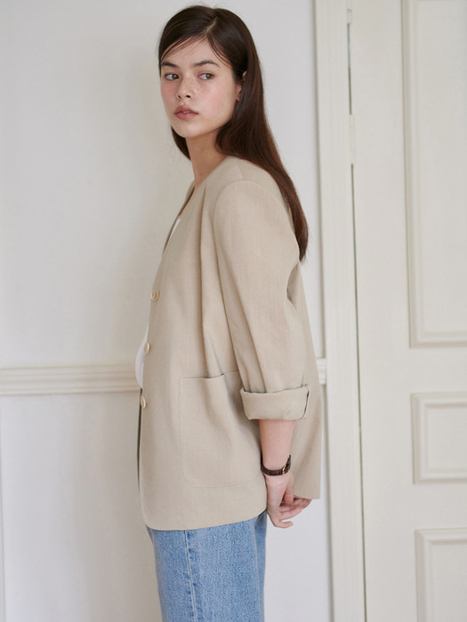 24N linen collarless minimal jacket [BE]