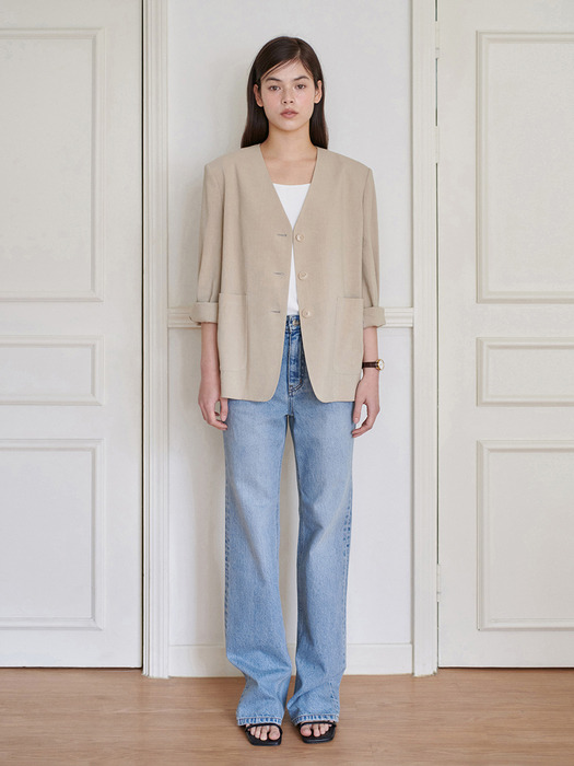 24N linen collarless minimal jacket [BE]