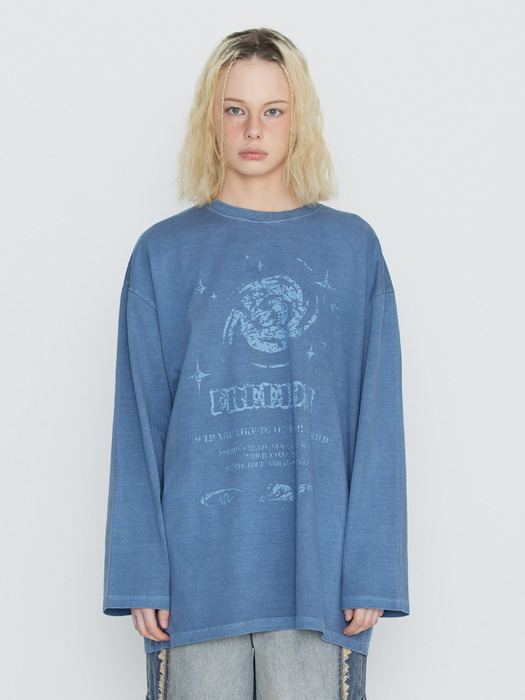 Into The Galaxy Pigment Long Sleeve T Light Blue
