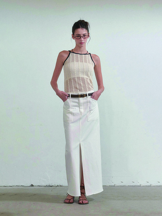 French maxi denim skirt - Ivory