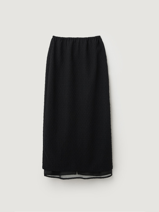 Two layers embo skirt - Black