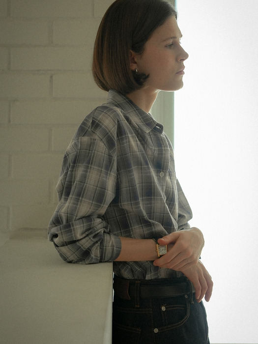 Check pocket point shirt_Blue