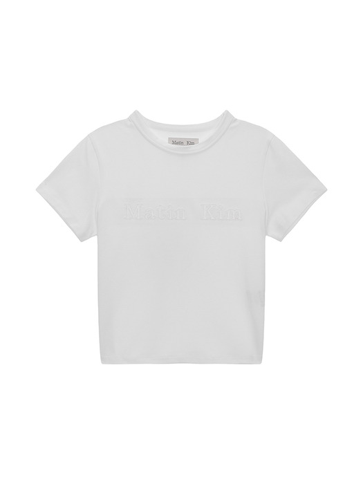 MATIN REVERSE PATCH LOGO CROP TOP IN WHITE