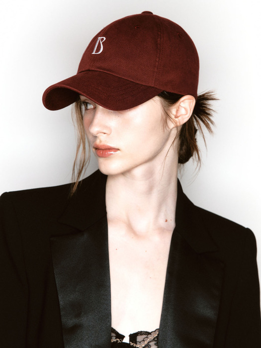 B Logo Wine Burgundy Ball Cap