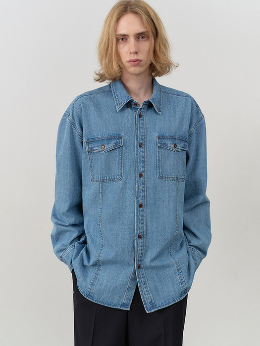 UNISEX CLASSIC DENIM SHIRT CLASSIC BLUE_M_UDSH4C101B2