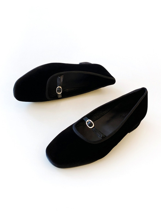 Ovrille velvet flat_Black 2cm ODR220244