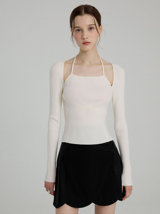 Halter Neck Knit_Cream