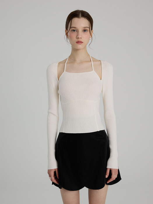 Halter Neck Knit_Cream