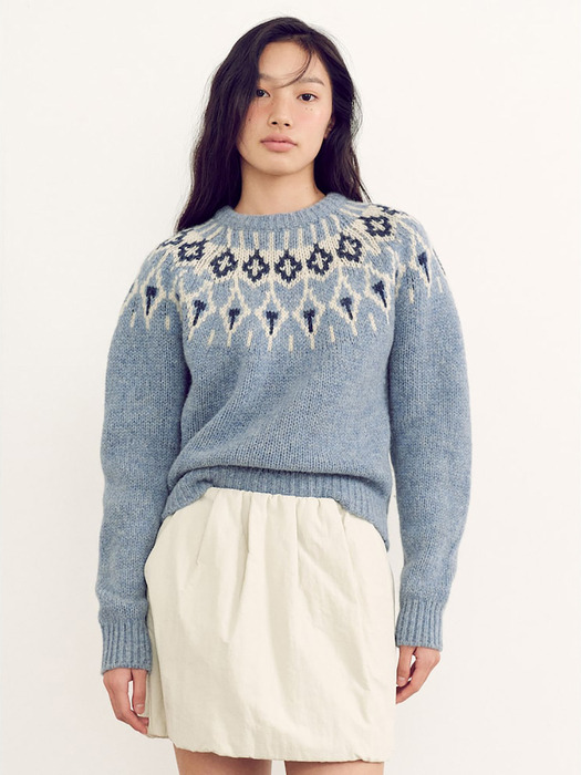 Jaquard Knit Pullover  Sky Blue (KE4X51M05Q)