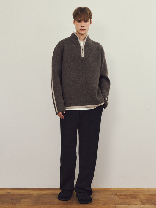 Always Aran Brushed Half Zip-Up Knit 3COLOR