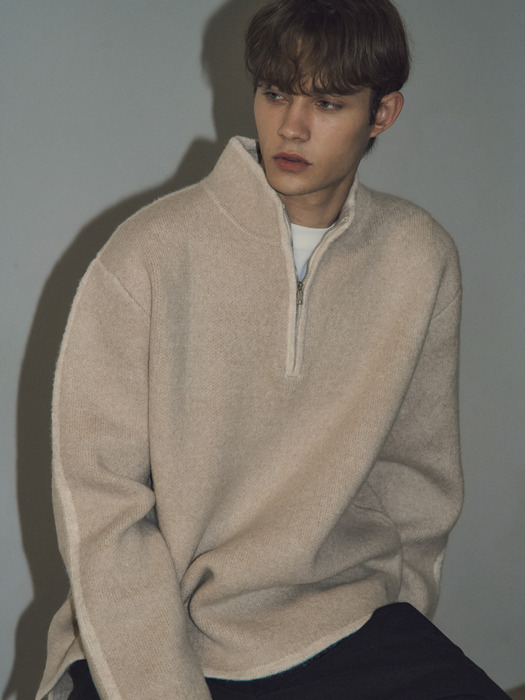 Always Aran Brushed Half Zip-Up Knit 3COLOR