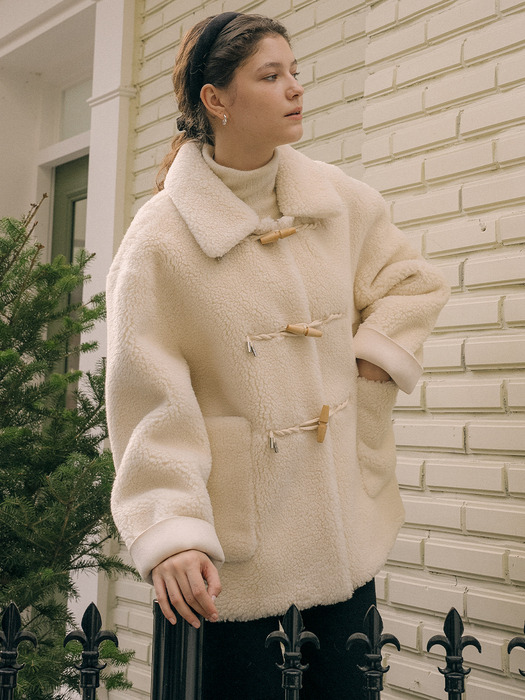 Duffle collar wool mustang coat_Ivory