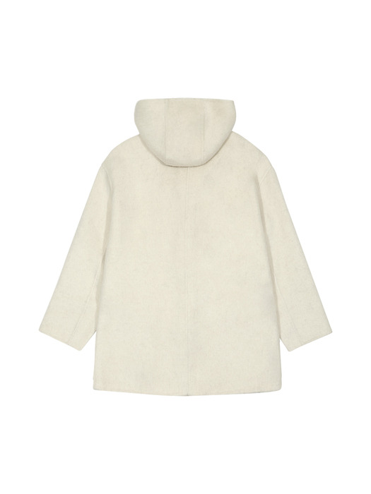 HOODED WOOL DUFFLE COAT (IVORY)