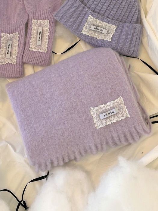 LACE LABEL HAIRY MUFFLER LAVENDER