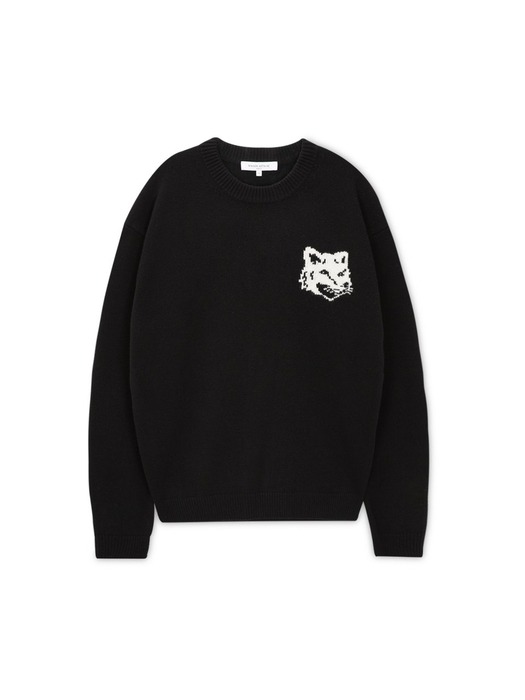 메종키츠네 남성 폭스 헤드 블랙 니트 NM00808KM0329 P199