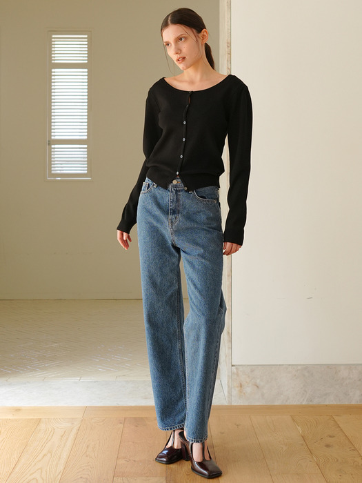 STRAIGHT DENIM PANTS / MID BLUE