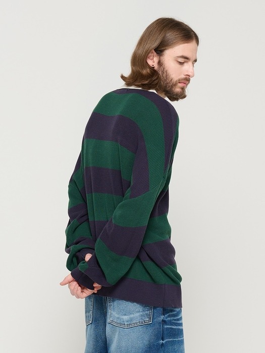 STRIPE COLLAR KNIT (GREEN)