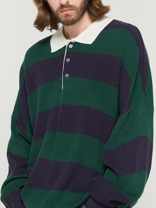 STRIPE COLLAR KNIT (GREEN)