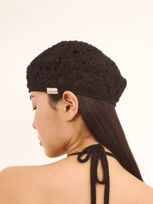플라워 크로셰 베레모 (Black)