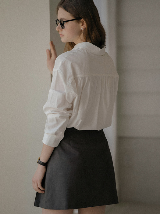 Textured cotton string cotton shirt_Ivory - Image 3